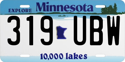 MN license plate 319UBW
