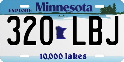 MN license plate 320LBJ