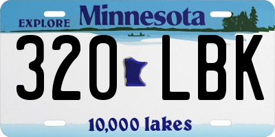 MN license plate 320LBK