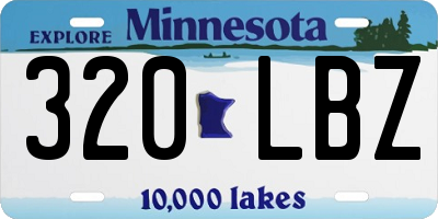 MN license plate 320LBZ