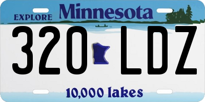 MN license plate 320LDZ