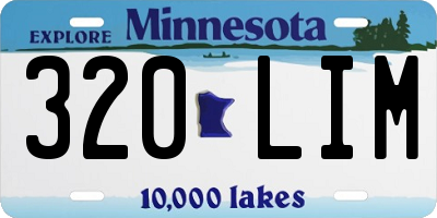 MN license plate 320LIM