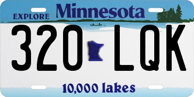 MN license plate 320LQK