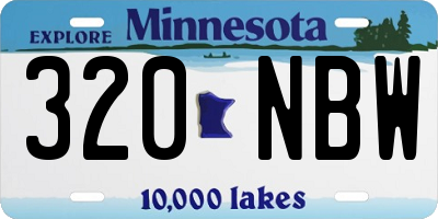 MN license plate 320NBW