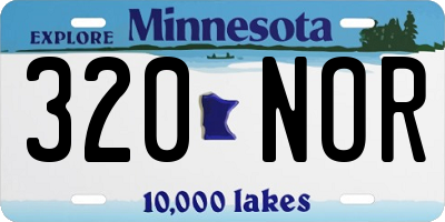 MN license plate 320NOR