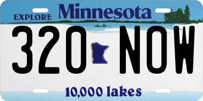 MN license plate 320NOW