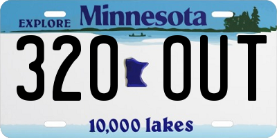 MN license plate 320OUT