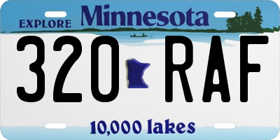 MN license plate 320RAF
