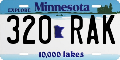 MN license plate 320RAK