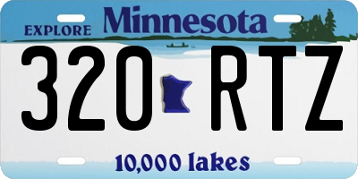 MN license plate 320RTZ