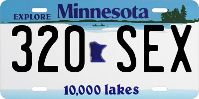 MN license plate 320SEX