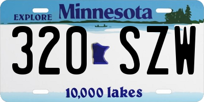 MN license plate 320SZW