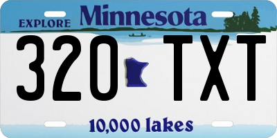MN license plate 320TXT