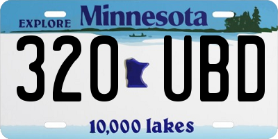 MN license plate 320UBD