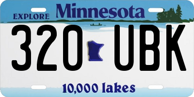 MN license plate 320UBK