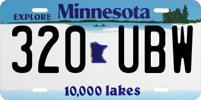 MN license plate 320UBW