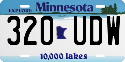 MN license plate 320UDW