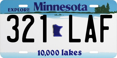MN license plate 321LAF