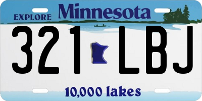 MN license plate 321LBJ