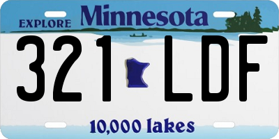 MN license plate 321LDF