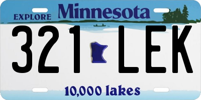 MN license plate 321LEK