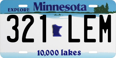 MN license plate 321LEM