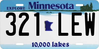 MN license plate 321LEW