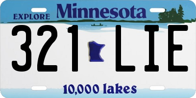 MN license plate 321LIE