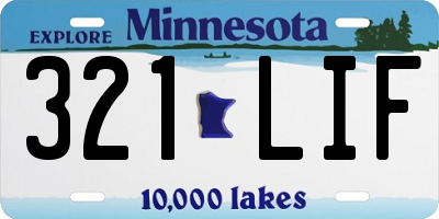 MN license plate 321LIF