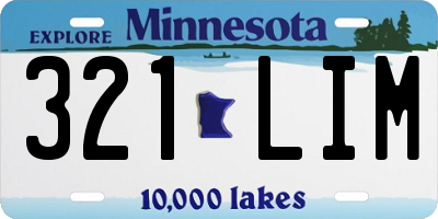 MN license plate 321LIM