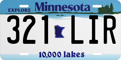 MN license plate 321LIR