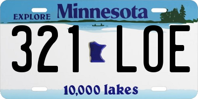 MN license plate 321LOE