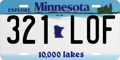 MN license plate 321LOF
