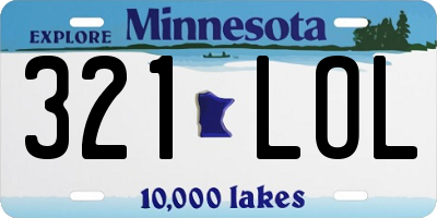 MN license plate 321LOL