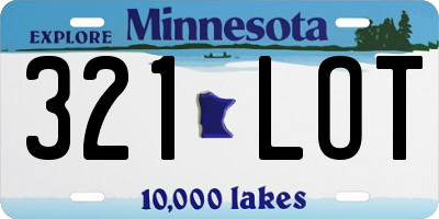 MN license plate 321LOT