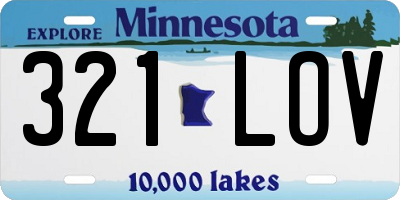 MN license plate 321LOV