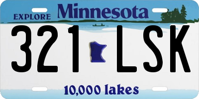 MN license plate 321LSK