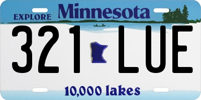 MN license plate 321LUE