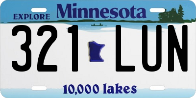 MN license plate 321LUN