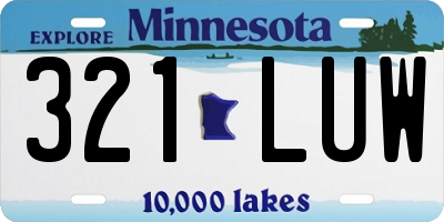 MN license plate 321LUW