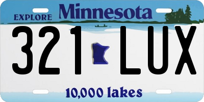 MN license plate 321LUX