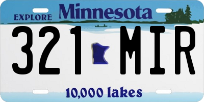 MN license plate 321MIR