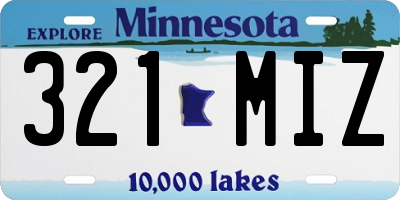 MN license plate 321MIZ