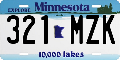MN license plate 321MZK