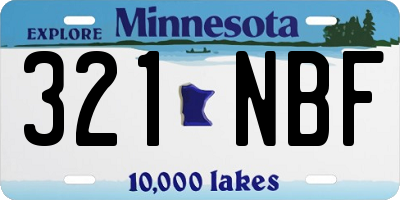 MN license plate 321NBF
