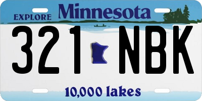 MN license plate 321NBK