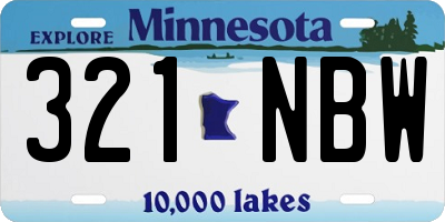 MN license plate 321NBW
