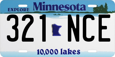MN license plate 321NCE