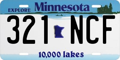 MN license plate 321NCF