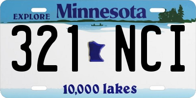 MN license plate 321NCI